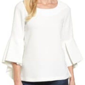 Pleione Ivory Bell Sleeve High/Low Top